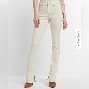 Express Wonen's Cream Skyscraper Midrise Bootcut Jeans with Slit Size 14L